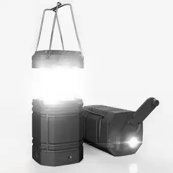 Amazon Opblaasbare Campinglantaarn Op Zonne-energie, Powerbank 4200mAh met USB, 3 Niveaus LED-licht Dimbaar, Buitenlamp Opvouwbaar, aanbieding