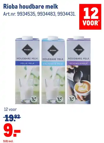 Makro Rioba houdbare melk aanbieding