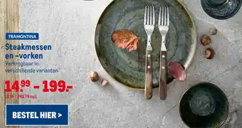 Makro TRAMONTINA Steakmessen en -vorken aanbieding