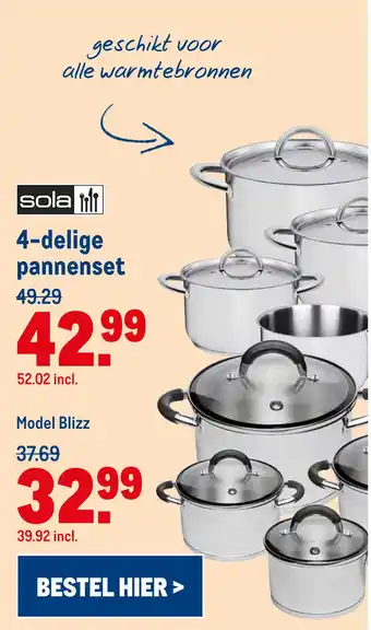 Makro 4-delige pannenset aanbieding