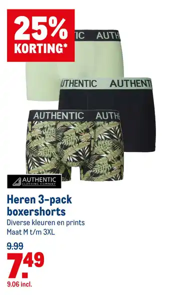 Makro Heren 3-pack boxershorts aanbieding