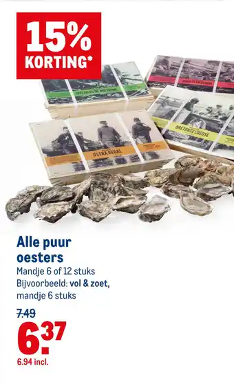 Makro Alle puur oesters aanbieding