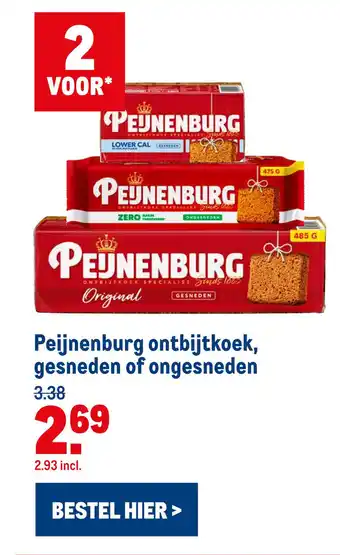 Makro Peijnenburg ontbijtkoek, gesneden of ongesneden aanbieding