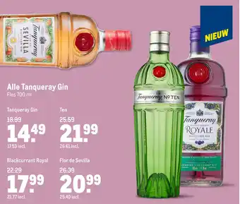 Makro Alle Tanqueray Gin fles 700ml aanbieding