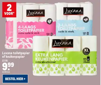 Makro Luxana toiletpapier of keukenpapier aanbieding