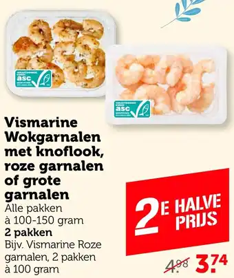 Coop Vismarine Wokgarnalen met knoflook, roze garnalen of grote garnalen aanbieding