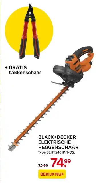 Praxis Black+decker elektrishe heggenschaar type BEHTS401KIT-QS aanbieding