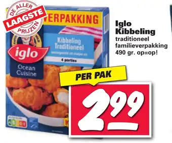 Nettorama Iglo Kibbeling 490g aanbieding