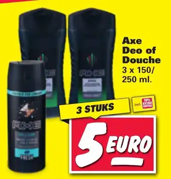 Nettorama Axe Deo of Douche 3*150/250ml aanbieding