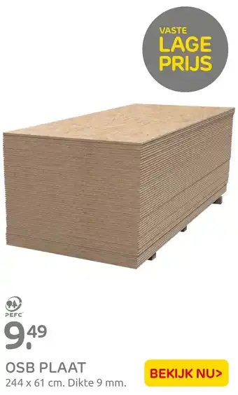 Praxis OSB PLAAT 244 x 61 cm. Dikte 9 mm. aanbieding