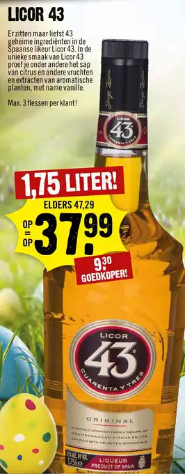 Dirck 3 LICOR 43 1,75 liter aanbieding