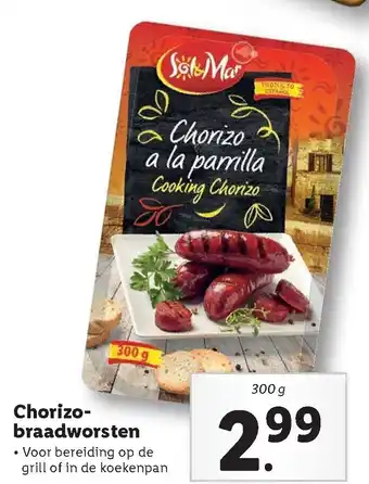 Lidl Sol Mar Chorizobraadworsten 300g aanbieding