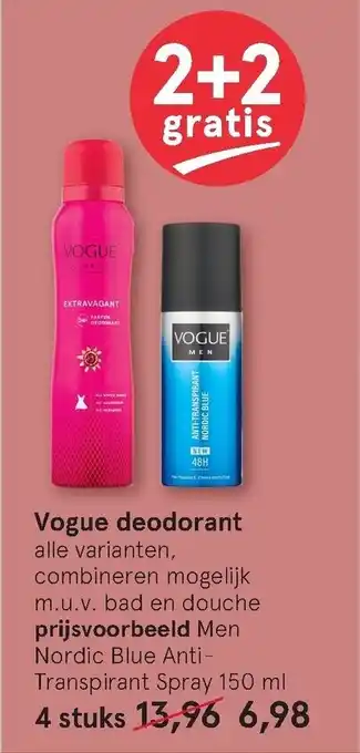 Etos Vogue Deodorant 4 stuks aanbieding