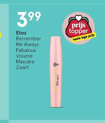 Etos Remember Me Always Fabulous Volume Mascara Zwart aanbieding