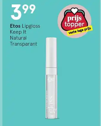 Etos Lipgloss Keep It Natural Transparent aanbieding