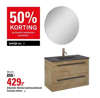 Karwei Atlantic Stella Badmeubelset Canela Eiken 80 cm aanbieding