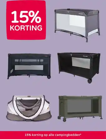 Prenatal 15% korting op alle campingbedden aanbieding