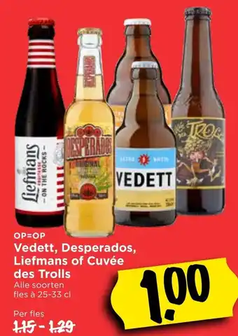 Vomar Voordeelmarkt Vedett, Desperados, Liefmans of Cuvee des Trolls 250-330ml aanbieding