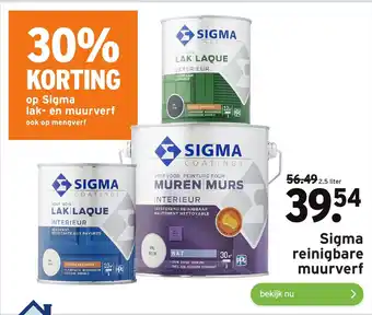 GAMMA Sigma reinigbare muurverf 2,5 Liter aanbieding