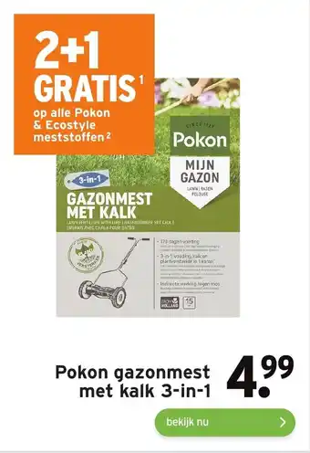 GAMMA Pokon gazonmest met kalk 3-in-1 aanbieding