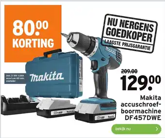 GAMMA Makita accuschroefboormachine DF 457DWE aanbieding