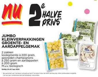 Jumbo KLEINVERPAKKINGEN GROENTE EN AARDAPPELGEMAK aanbieding