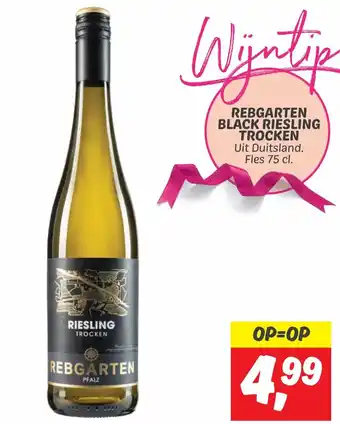 Dekamarkt REBGARTEN BLACK RIESLING TROCKEN 75 cl aanbieding