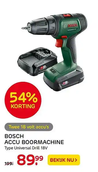 Praxis Bosch Accu Boormachine Universal Drill 18V aanbieding