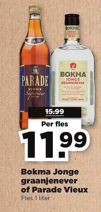 PLUS Bokma jonge raanjenever of parade vieux  1 liter aanbieding