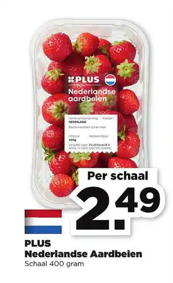 PLUS Nederlandse aardbeien  400 gram aanbieding