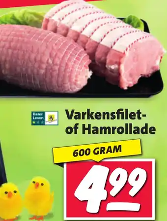 Nettorama Varkensfilet- of Hamrollade 600 gram aanbieding