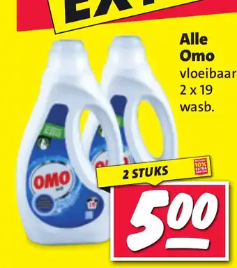 Nettorama Alle Omo vloeibaar 2 x  19 wasb. aanbieding