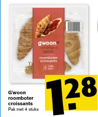 Hoogvliet G'woon roomboter croissants 4 stuks aanbieding