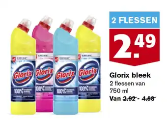 Hoogvliet Glorix bleek 2 flessen van 750 ml aanbieding