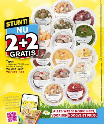 Hoogvliet Tapas 4 bakjes van 70-210 gram aanbieding