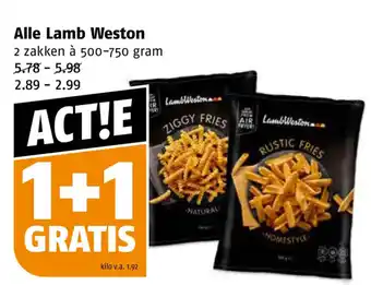 Poiesz Alle Lamb Weston 2 zakken à 500-750 gram aanbieding