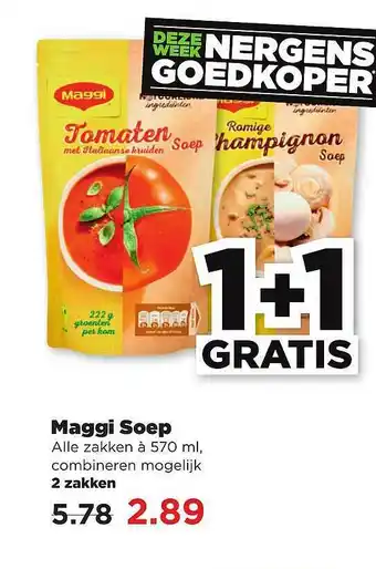 PLUS Maggi Soep 1+1 Gratis aanbieding