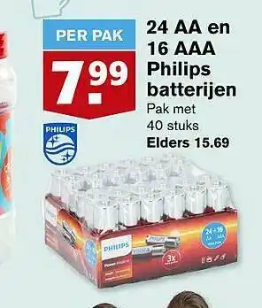 Hoogvliet 24 AA En 16 AAA Philips Batterijen aanbieding