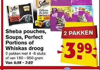 Hoogvliet Sheba Pouches, Soups, Perfect Portions Of Whiskas Droog aanbieding