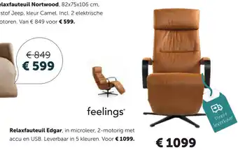 Woonboulevard Poortvliet Feelings Relaxfauteuil Edgar aanbieding