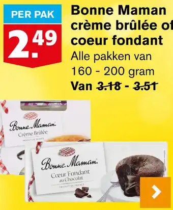 Hoogvliet Bonne Maman crème brûlée of coeur fondant aanbieding