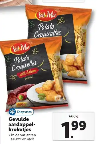 Lidl Sol Mar Gevulde aardappelkroketjes 600g aanbieding