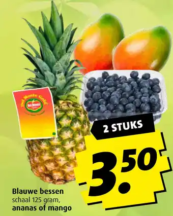 Boni Blauwe bessen ananas of mango 125 gram aanbieding