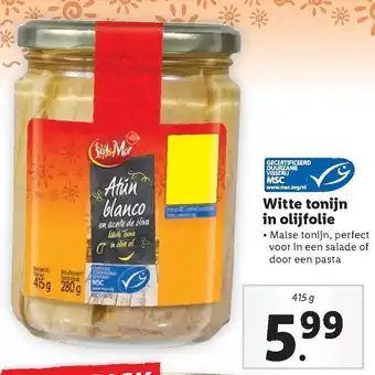 Lidl Sol Mar Witte tonijn in olijfolie 415g aanbieding