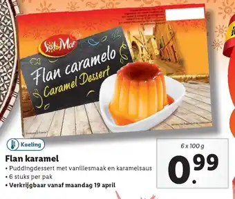 Lidl Sol Mar Flan karamel 6*100g aanbieding