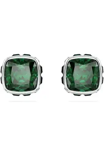 Amazon Swarovski Birthstone Oorknopjes, Square slijpvorm, Mei, Groen, Rodium toplaag aanbieding