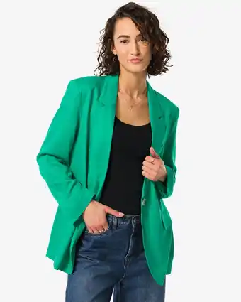 HEMA HEMA Damesblazer Isla Met Linnen Groen (groen) aanbieding