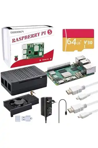 GeeekPi Raspberry Pi 5 8GB Starter Kit met 64GB SD-kaart, Raspberry Pi ...