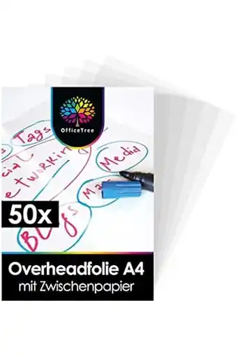 Amazon OfficeTree 50 x overheadfolie A4 - OHP-folie glashelder - folie voor laserprinters - overheadfolie ook geschikt als kopieerfo aanbieding