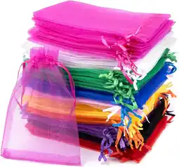 Amazon Carehabi - 100 stuks organzazakjes, kleurrijk organzazakje, 10 x 15 cm, cadeauzakje organza, sieradenzakjes, bruiloftszakjes, aanbieding